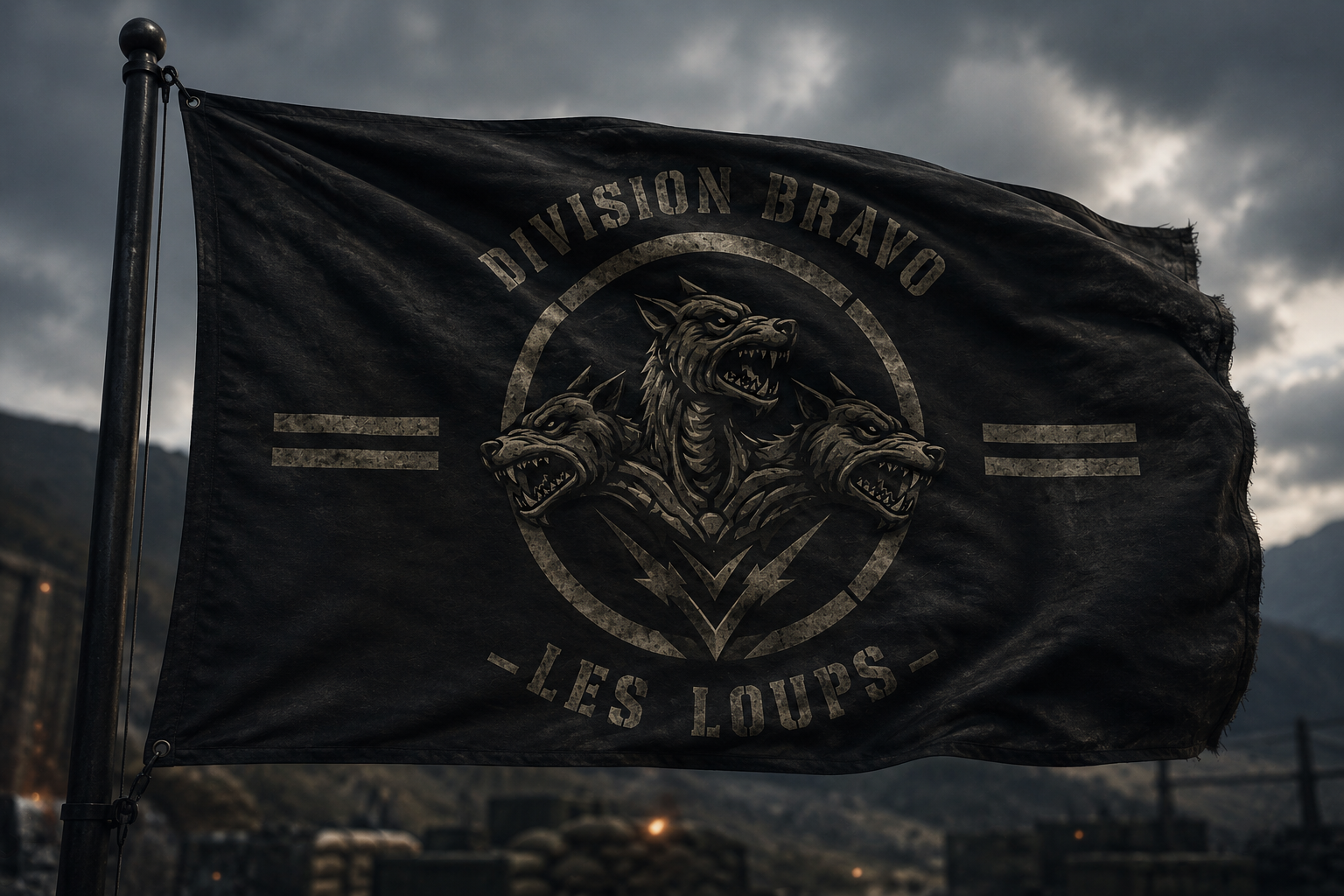 Drapeau noir de la division Bravo, les Loups